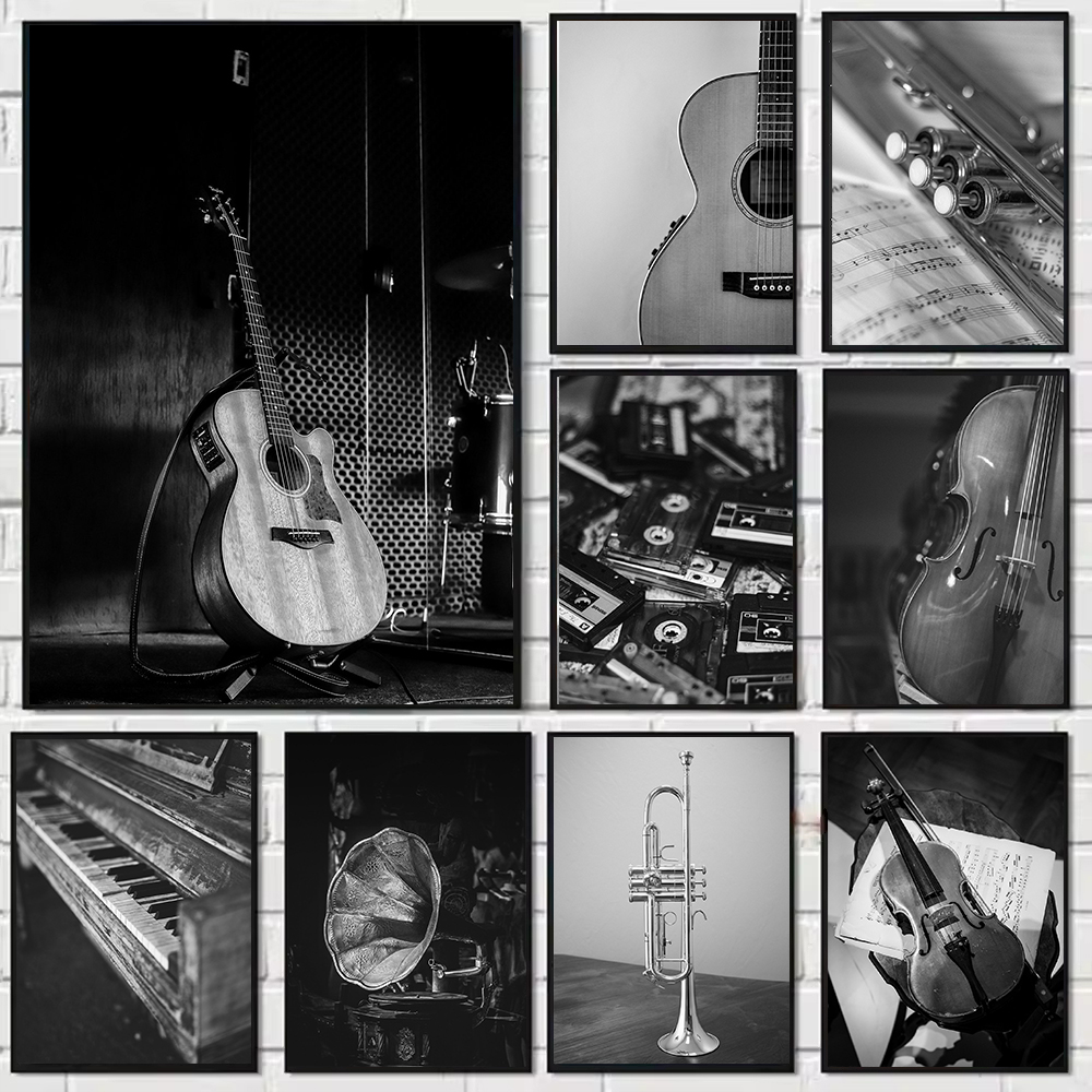 Musical Instrument Violin - (No frame)Black and White Photo Violin